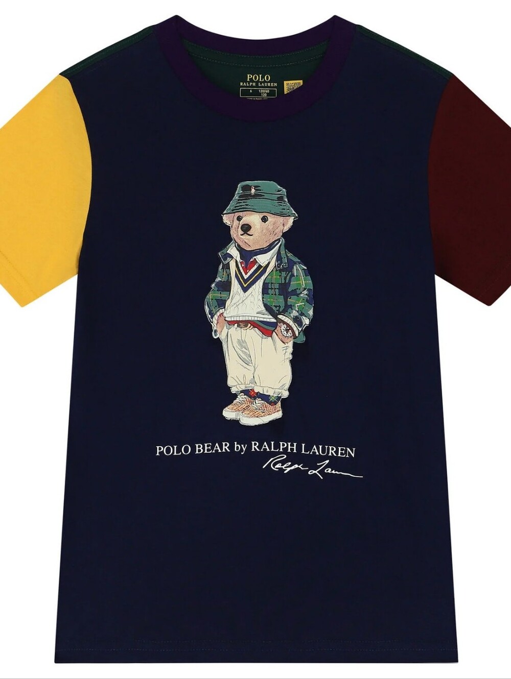 Polo by Ralph Lauren Navy Tee with Polo Bear and Colorblock Sleeves